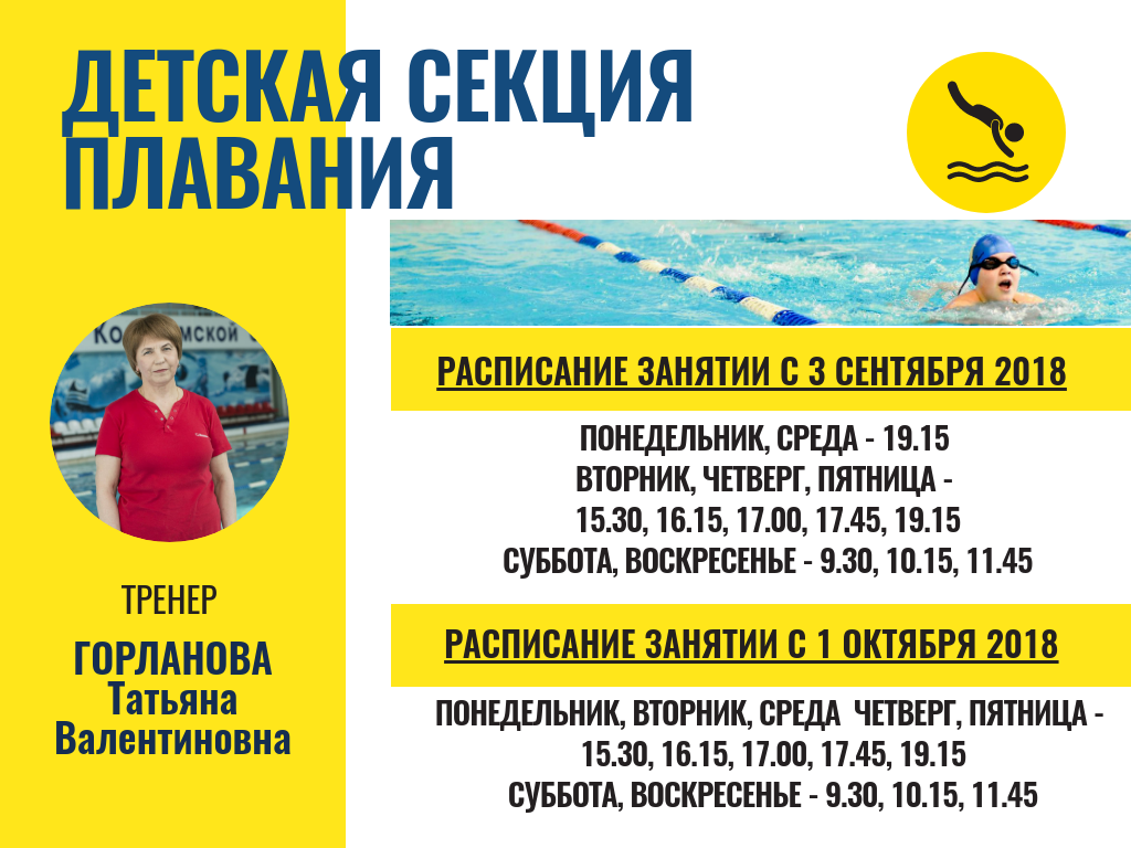 План работы секции плавание